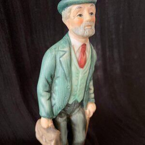Vintage Norleans Japan Porcelain Figurine ~ Old Man with cane and briefcase